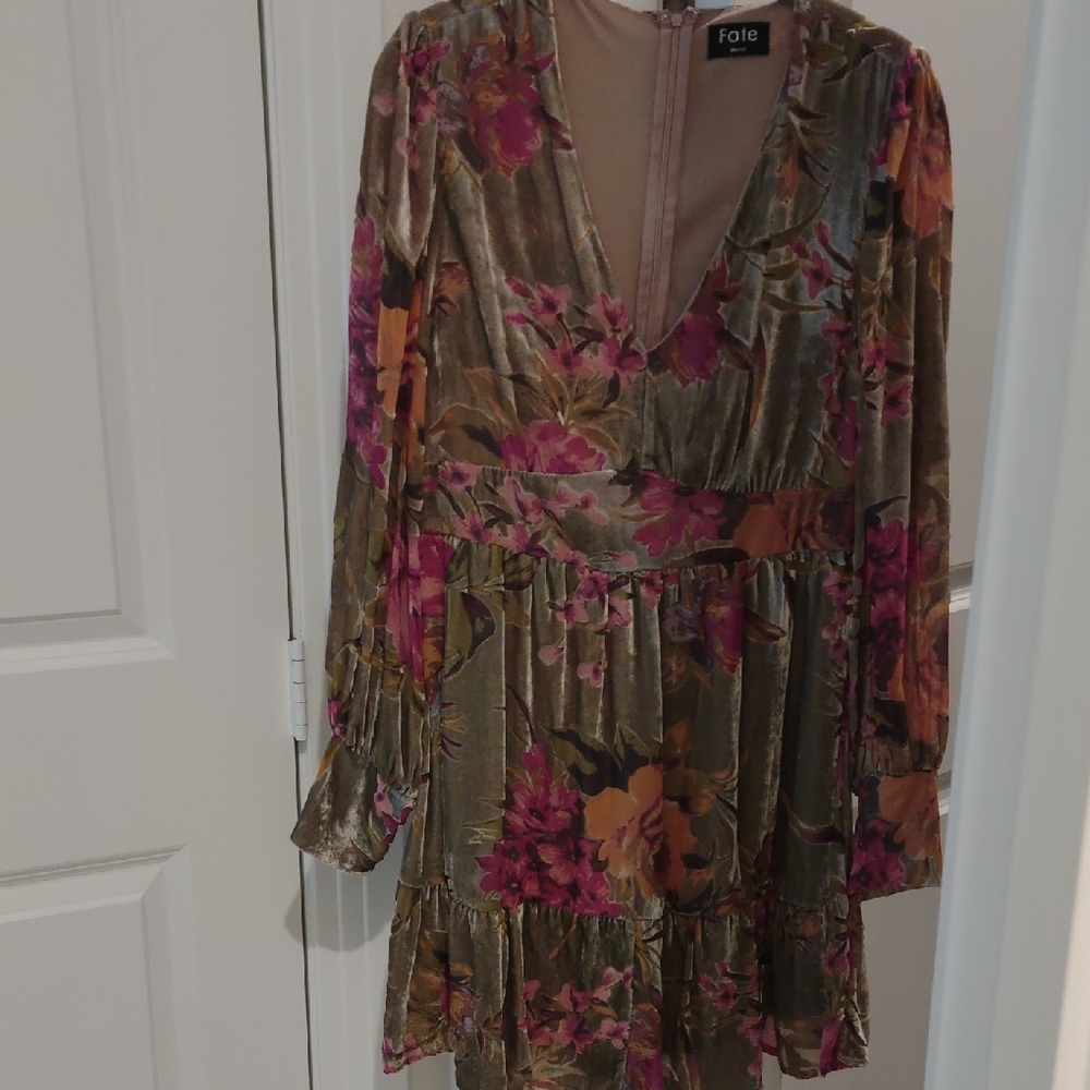 Fate Floral Velvet Dress - Multicolor